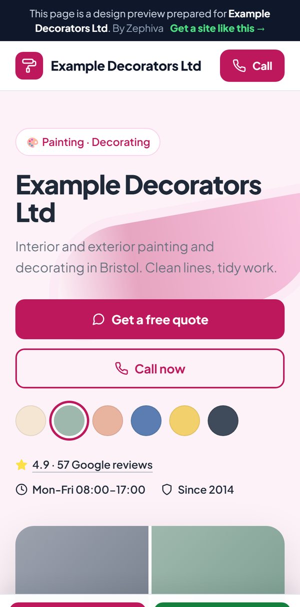 Sample painter & decorator website design