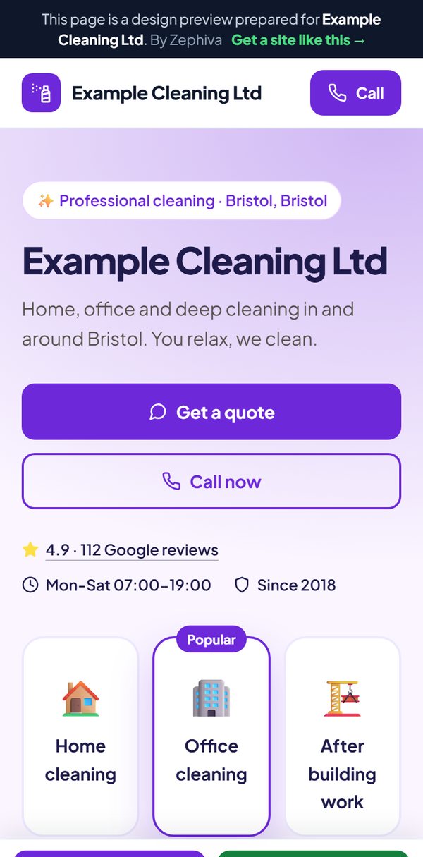 Sample cleaning website design