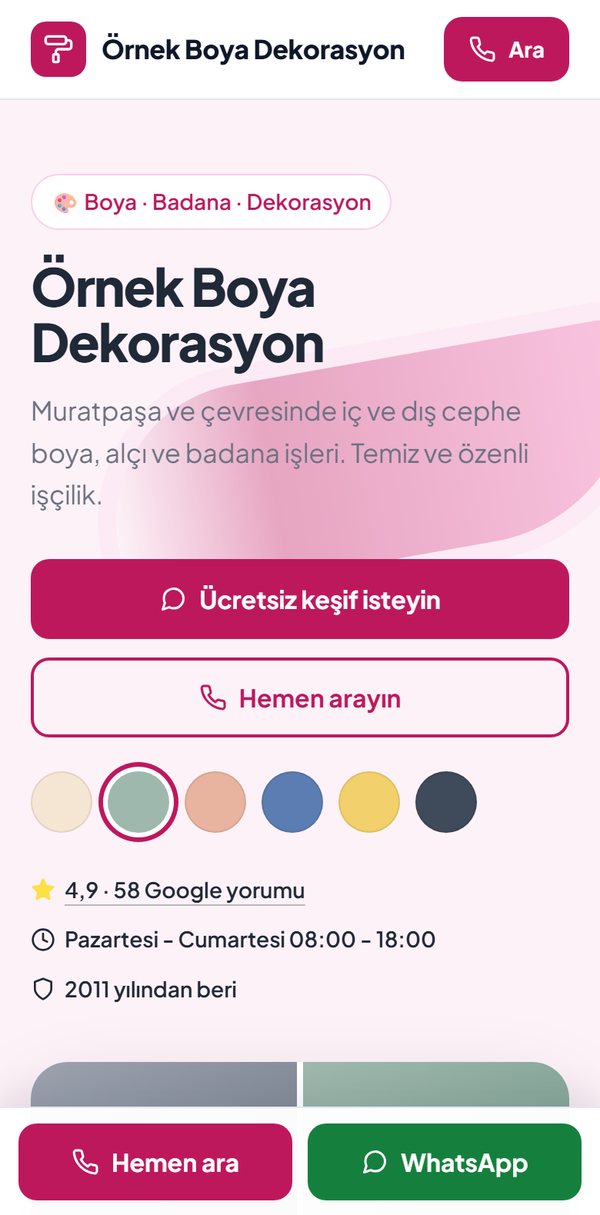 Aynı işletmenin kendi sitesi