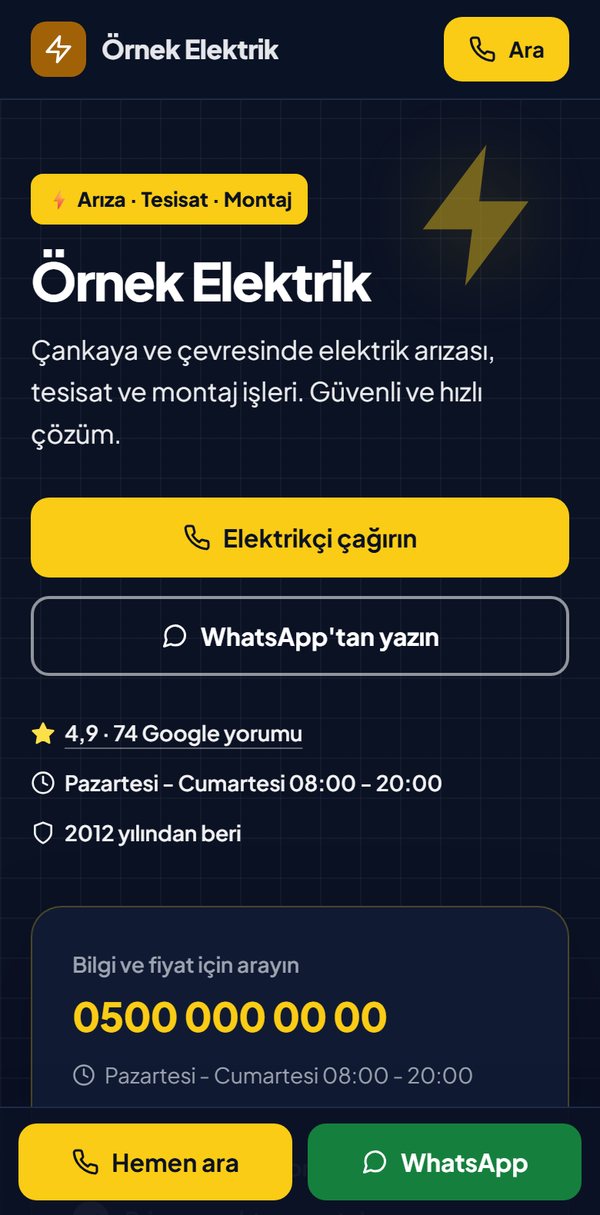 Aynı işletmenin kendi sitesi