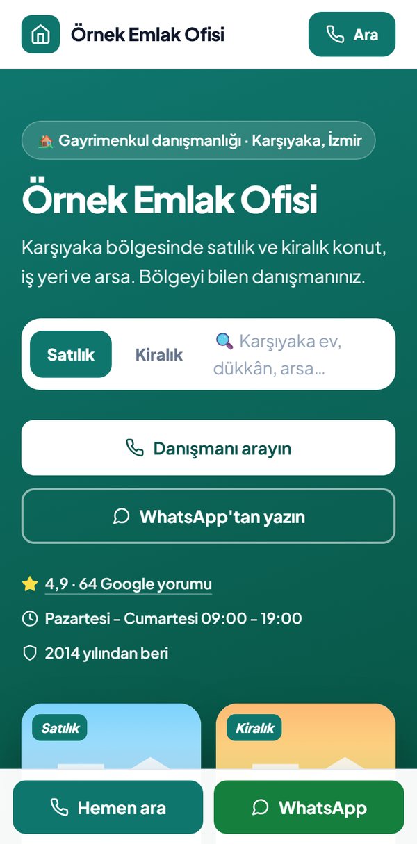 Aynı işletmenin kendi sitesi