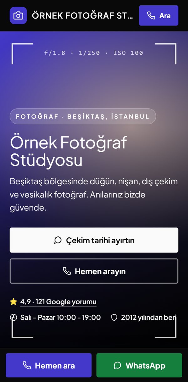 Aynı işletmenin kendi sitesi