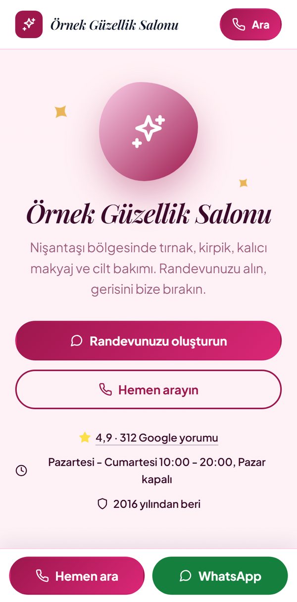 Aynı işletmenin kendi sitesi