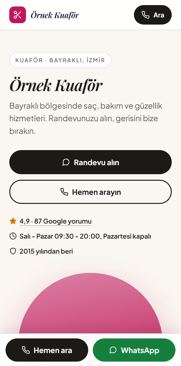 Aynı işletmenin kendi sitesi