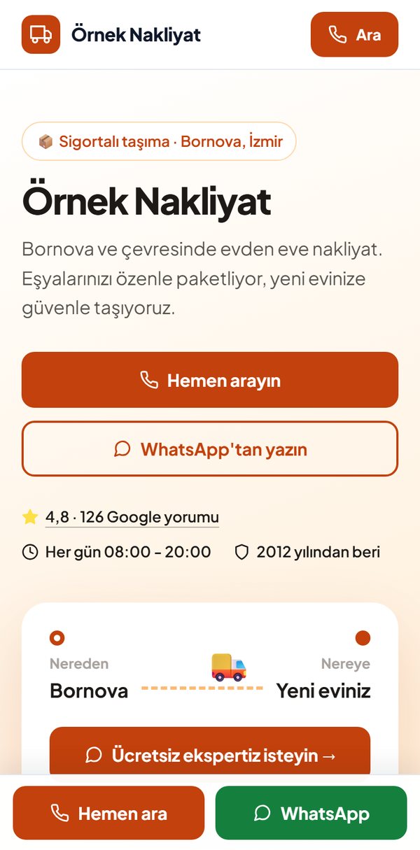 Aynı işletmenin kendi sitesi