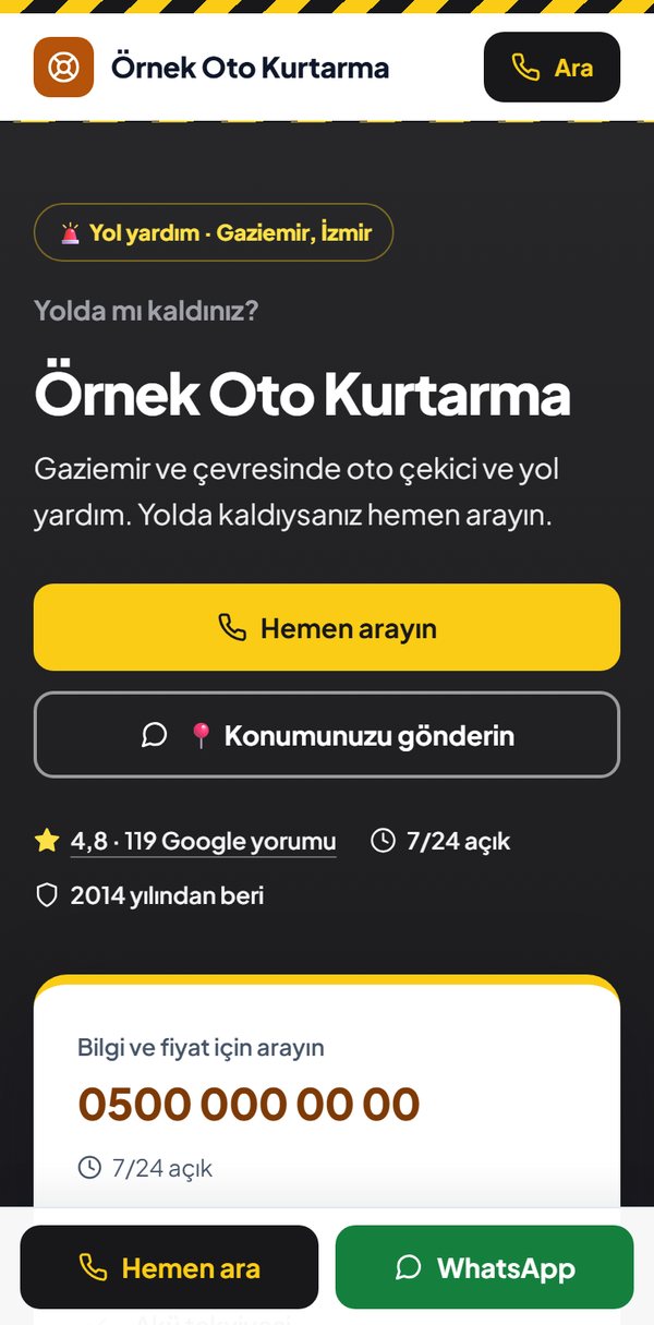 Aynı işletmenin kendi sitesi