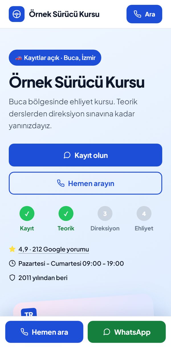 Aynı işletmenin kendi sitesi