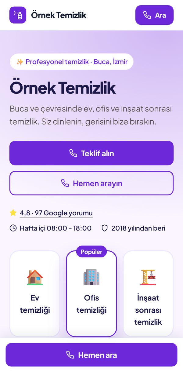 Aynı işletmenin kendi sitesi