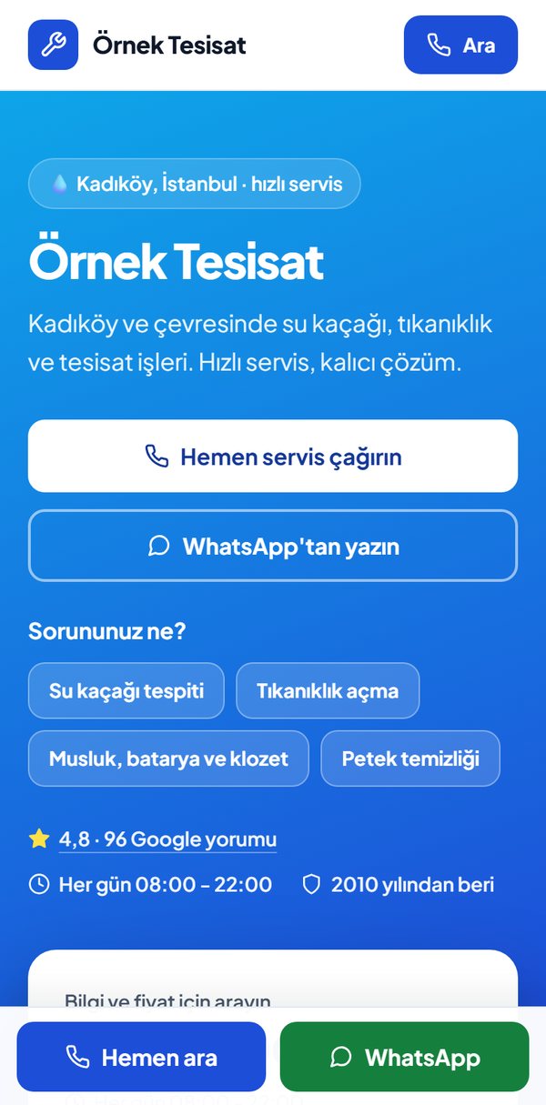 Aynı işletmenin kendi sitesi